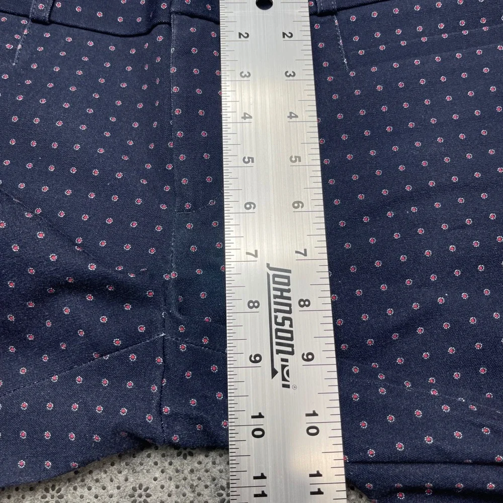Banana Republic Sloan Ankle Pants Navy Blue Polka Dot Floral Size 6 Stretch